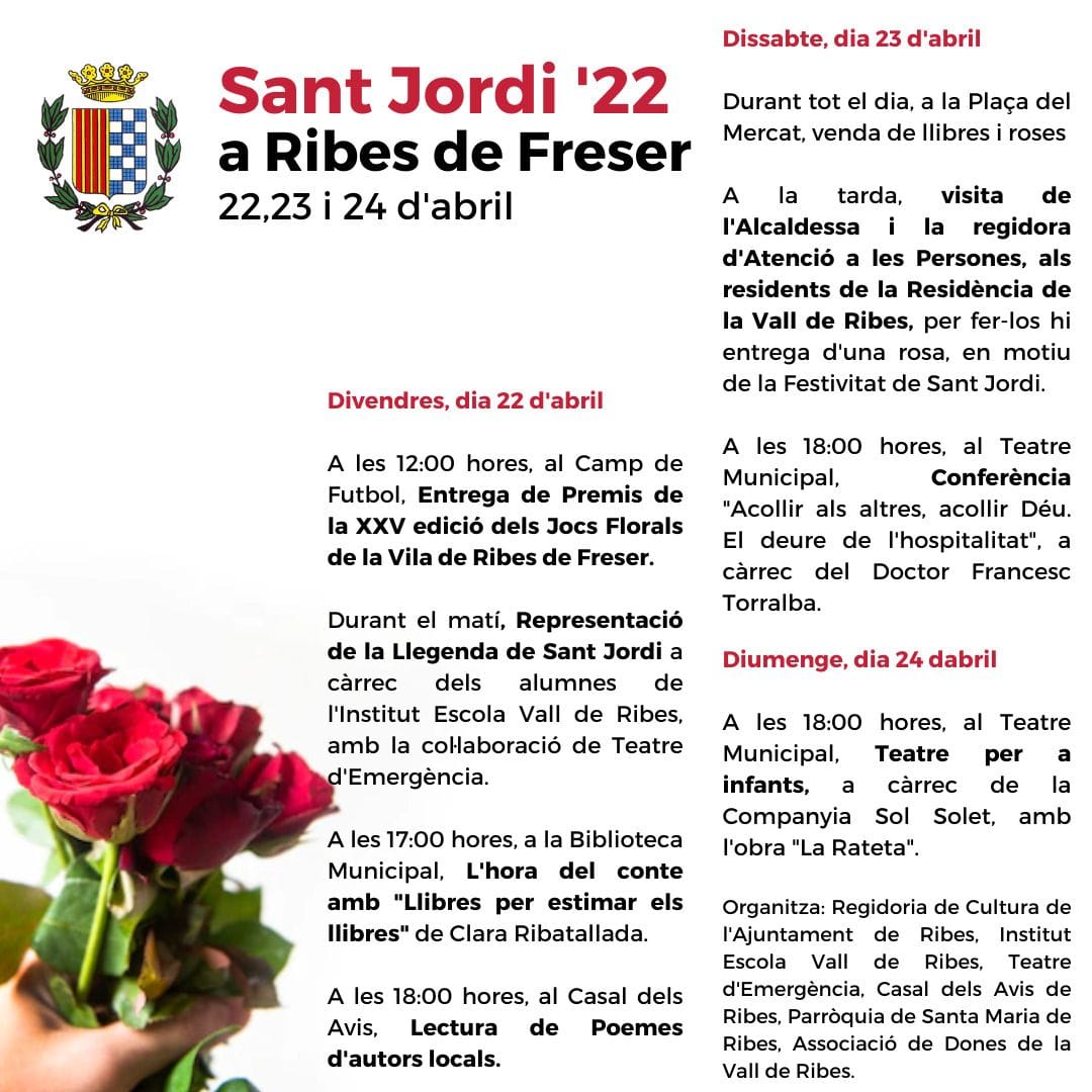 Cartell activitats cap de setmana Sant Jordi a RIbes de Freser